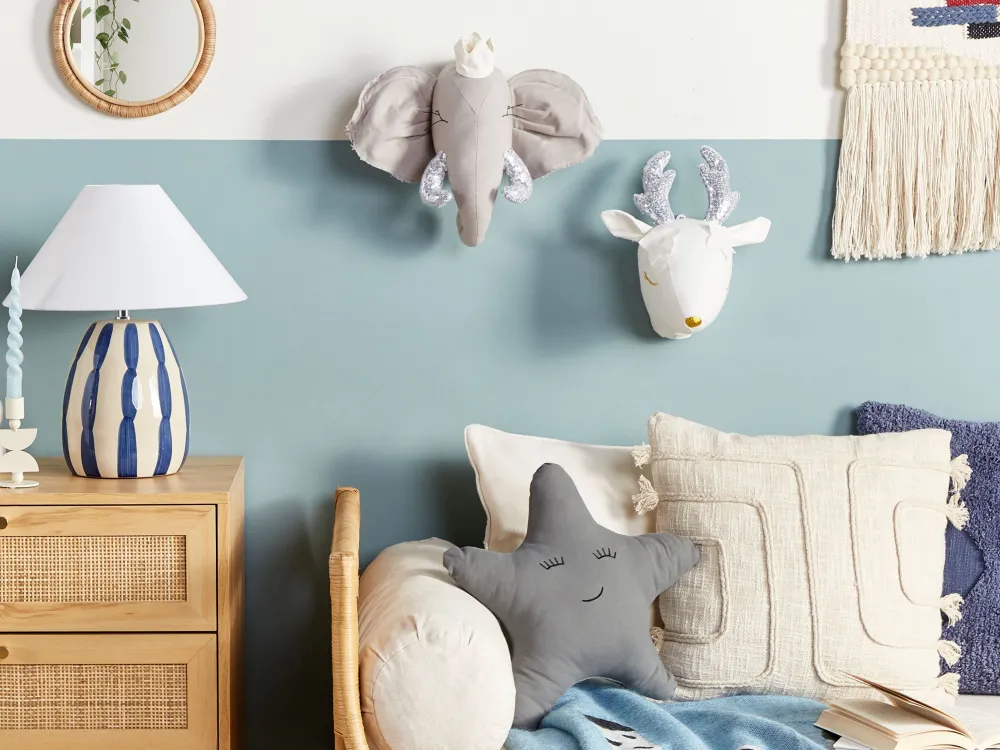 Lastenhuone<Beliani Seinakoriste Elefantti Puuvilla Harmaa 39 X 33 Cm Tantor