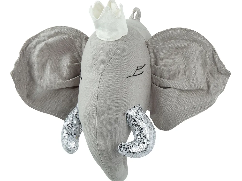 Lastenhuone<Beliani Seinakoriste Elefantti Puuvilla Harmaa 39 X 33 Cm Tantor