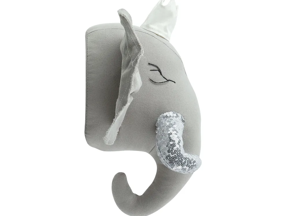 Lastenhuone<Beliani Seinakoriste Elefantti Puuvilla Harmaa 39 X 33 Cm Tantor