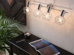 Valaisimet<Beliani Seinavalaisin 4 Polttimoa Metalli Hopea Chenab