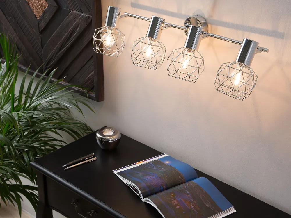 Valaisimet<Beliani Seinavalaisin 4 Polttimoa Metalli Hopea Chenab