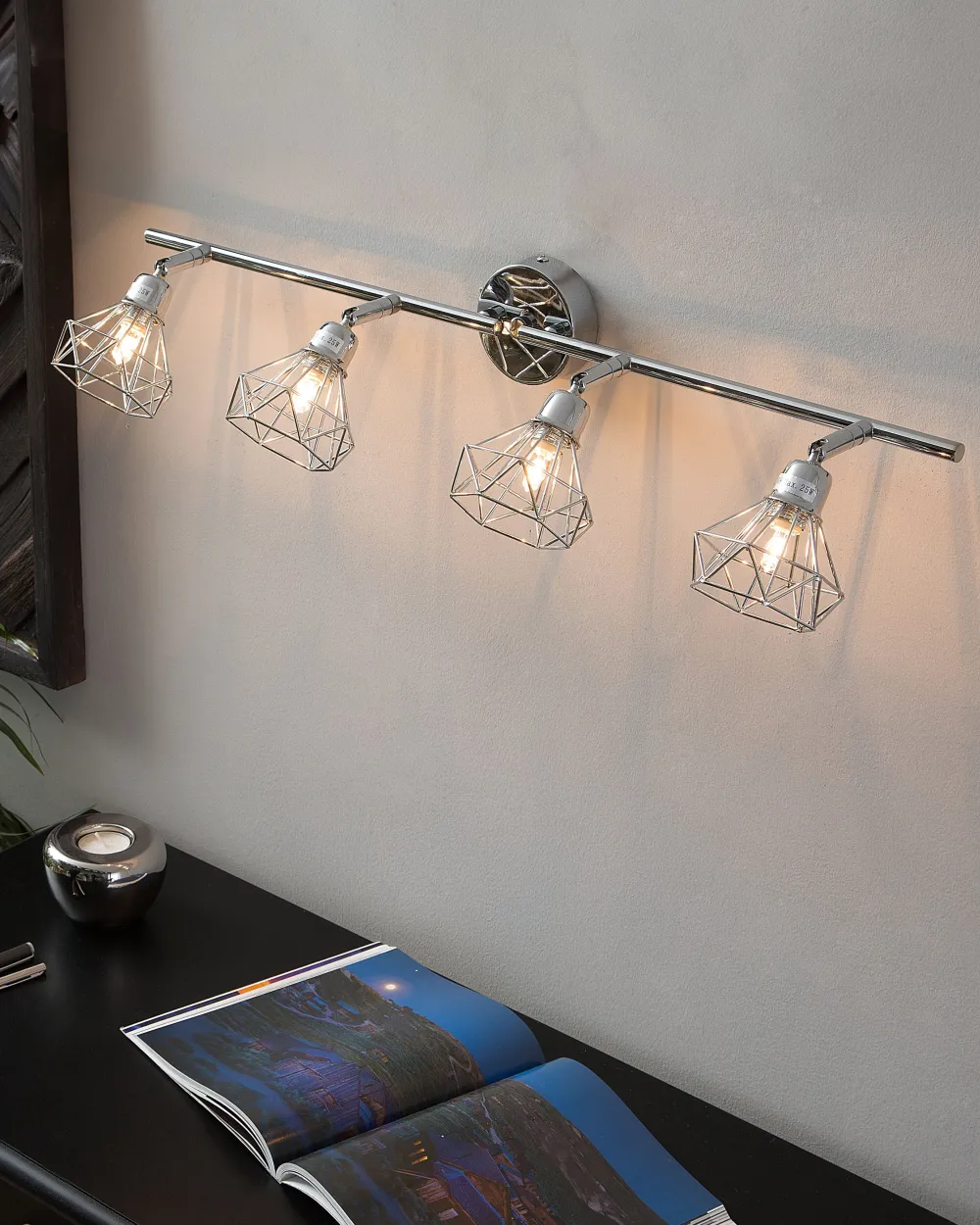 Valaisimet<Beliani Seinavalaisin 4 Polttimoa Metalli Hopea Erma