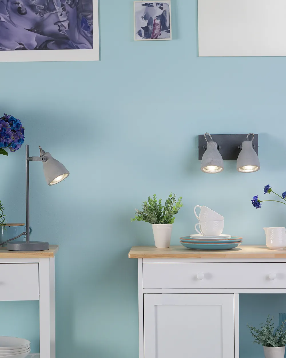 Valaisimet<Beliani Seinavalaisin Betoni Vaaleanharmaa 2 Kpl Mistago