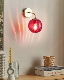 Valaisimet<Beliani Seinavalaisin Lasi Viininpunainen Boomi