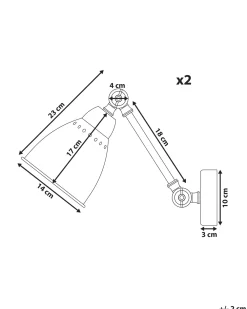 Valaisimet<Beliani Seinavalaisin Metalli Grafiitinharmaa 2 Kpl Mississippi