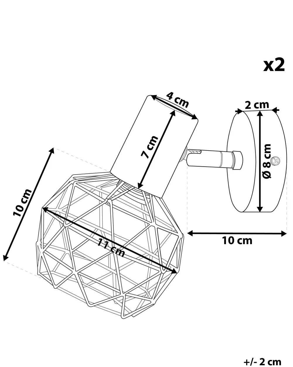 Valaisimet<Beliani Seinavalaisin Metalli Kulta 2 Kpl Chenab