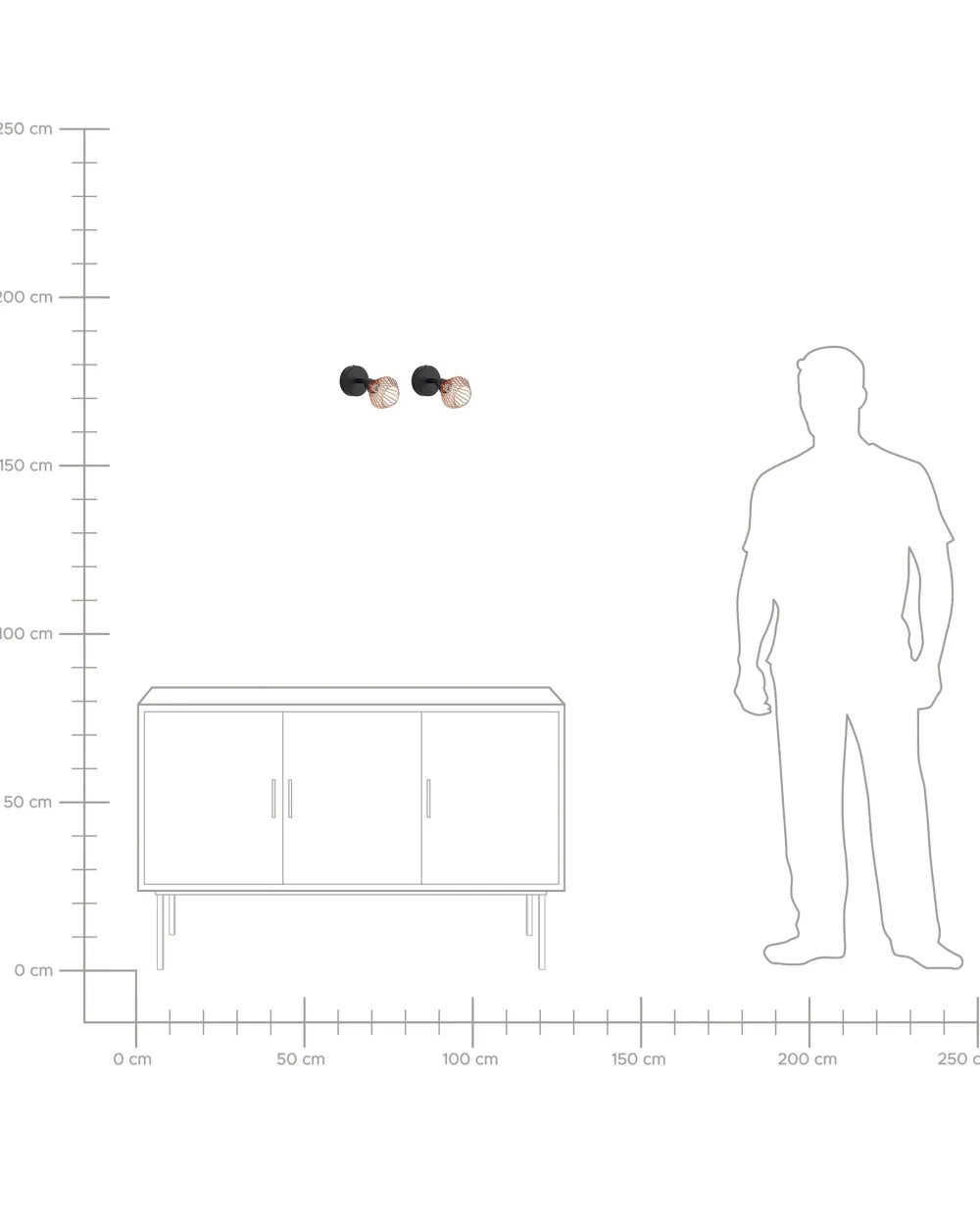 Store Beliani Seinavalaisin Metalli Musta/Kupari 2 Kpl Volga