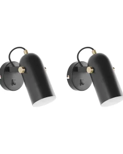 Valaisimet<Beliani Seinavalaisin Metalli Musta 2 Kpl Tyria