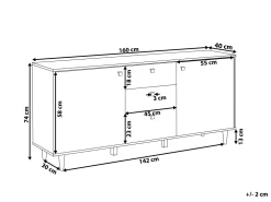 Säilytys<Beliani Senkki 3 Laatikkoa 2 Ovea Musta/Tumma Puu Kuro