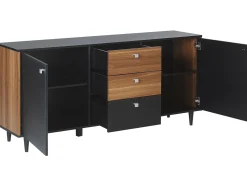 Säilytys<Beliani Senkki 3 Laatikkoa 2 Ovea Musta/Tumma Puu Kuro