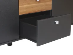 Säilytys<Beliani Senkki 3 Laatikkoa 2 Ovea Musta/Tumma Puu Kuro