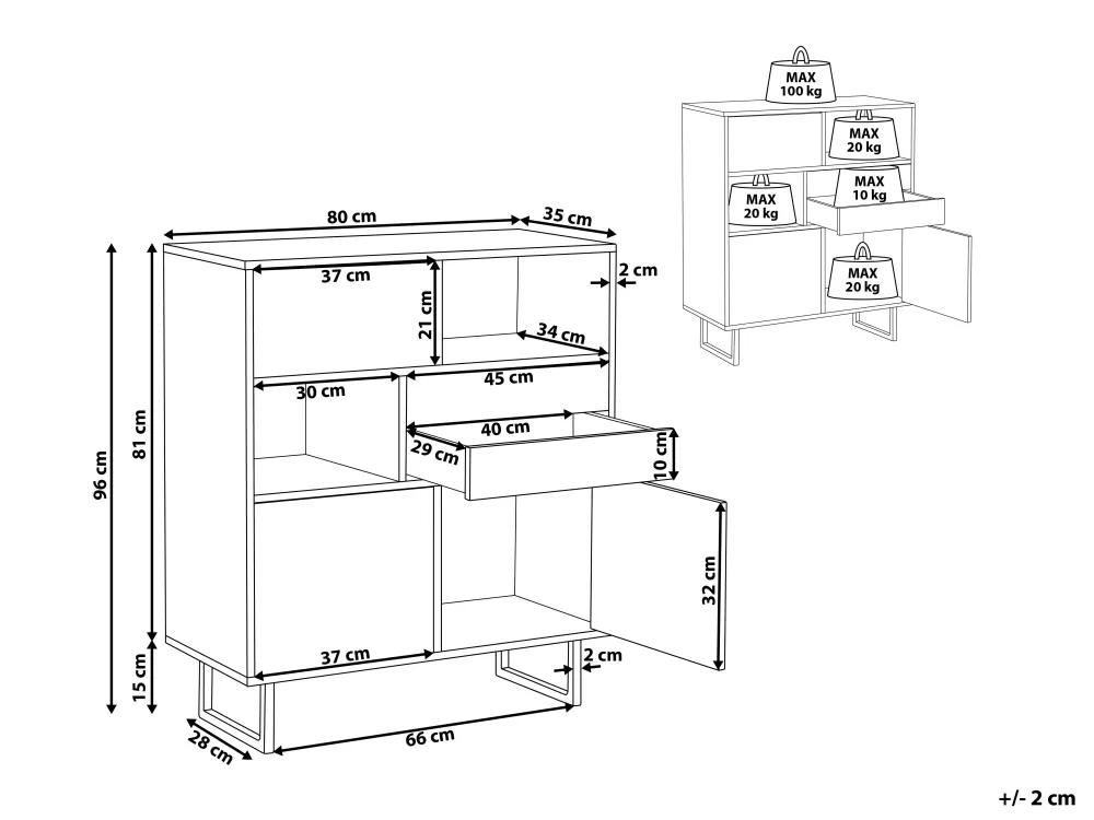 Best Sale Beliani Senkki 2 Laatikkoa 3 Ovea Tumma Puu Maine
