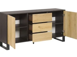 Säilytys<Beliani Senkki 3 Laatikkoa 2 Ovea Vaalea Puu/Musta Elda