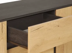 Säilytys<Beliani Senkki 3 Laatikkoa 2 Ovea Vaalea Puu/Musta Elda