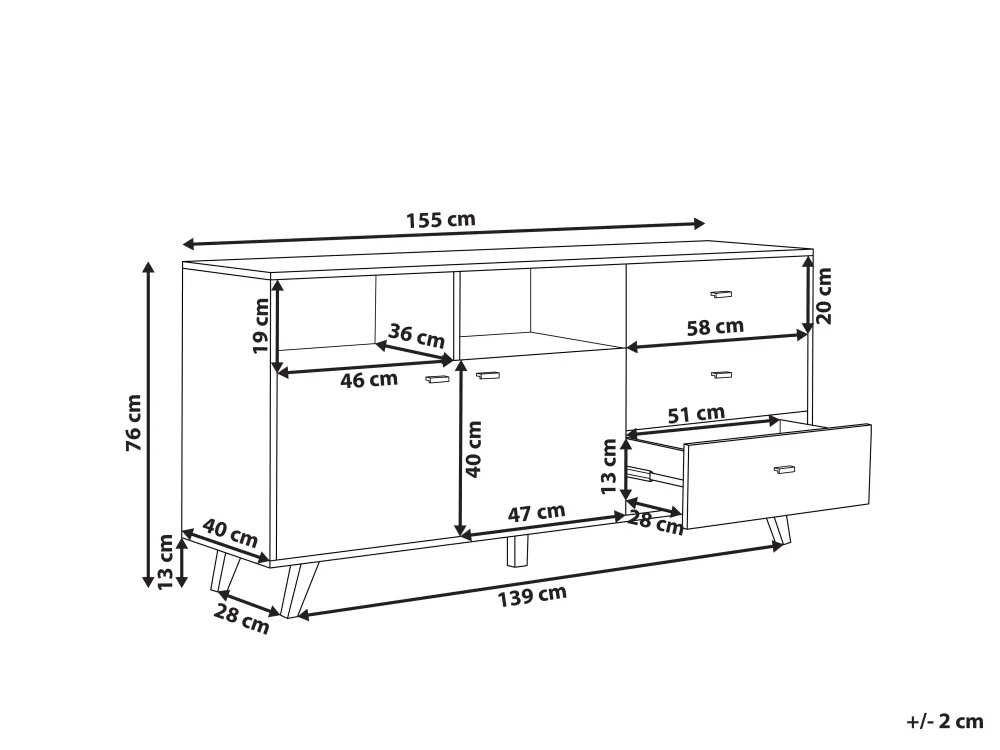 Best Sale Beliani Senkki 3 Laatikkoa 2 Ovea Vaalea Puu/Valkoinen Ilion