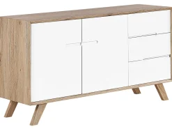 Säilytys<Beliani Senkki 3 Laatikkoa 2 Ovea Vaalea Puu/Valkoinen Forester