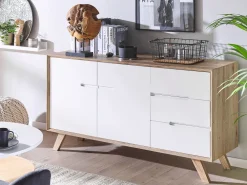 Säilytys<Beliani Senkki 3 Laatikkoa 2 Ovea Vaalea Puu/Valkoinen Forester