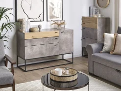 Säilytys<Beliani Senkki 3 Laatikkoa Kaappi Vaaleanharmaa/Vaalea Puu Arietta