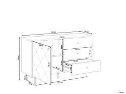 Store Beliani Senkki 3 Laatikkoa Kaappi Tumma Puu/Harmaa Palmer