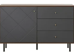 Store Beliani Senkki 3 Laatikkoa Kaappi Tumma Puu/Harmaa Palmer