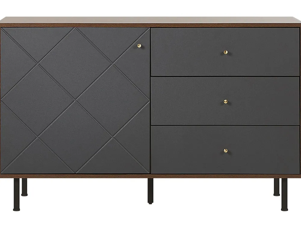 Store Beliani Senkki 3 Laatikkoa Kaappi Tumma Puu/Harmaa Palmer