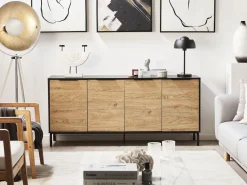 Clearance Beliani Senkki 4 Ovea 4 Hyllya Musta/Vaalea Puu Arkley