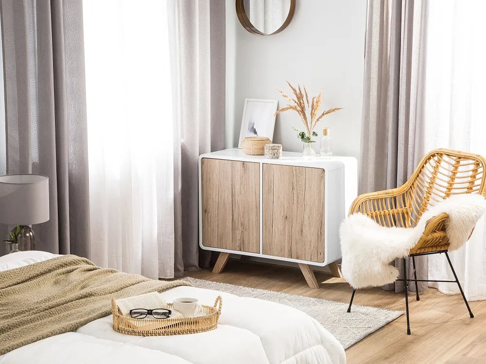 Discount Beliani Senkki 2 Ovea 4 Hyllya Valkoinen/Vaalea Puu Milo