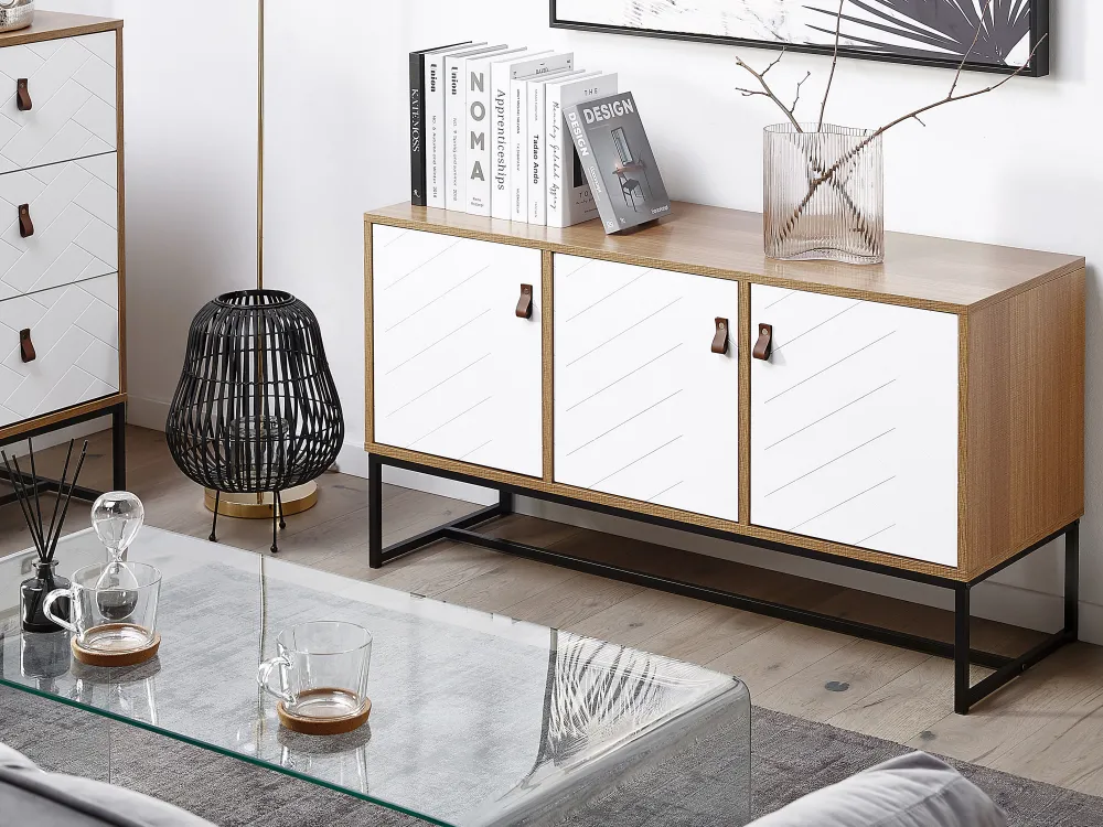 Store Beliani Senkki 3 Ovea Vaalea Puu/Valkoinen Nueva