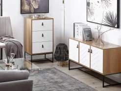 Store Beliani Senkki 3 Ovea Vaalea Puu/Valkoinen Nueva