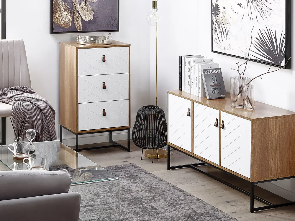 Store Beliani Senkki 3 Ovea Vaalea Puu/Valkoinen Nueva