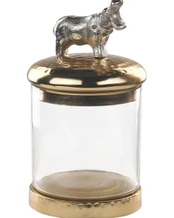 Säilytys<Beliani Säilytyspurkki Alumiini/Lasi Kulta/Hopea 2 Kpl Laki