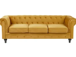 Sohvat<Beliani Sinapinkeltainen Samettiverhoiltu Sohvaryhma Chesterfield