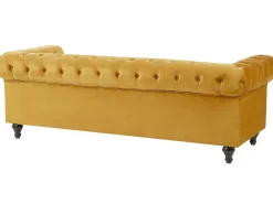 Sohvat<Beliani Sinapinkeltainen Samettiverhoiltu Sohvaryhma Chesterfield