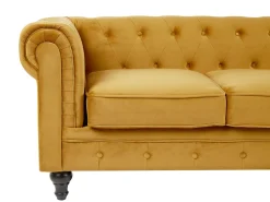 Sohvat<Beliani Sinapinkeltainen Samettiverhoiltu Sohvaryhma Chesterfield