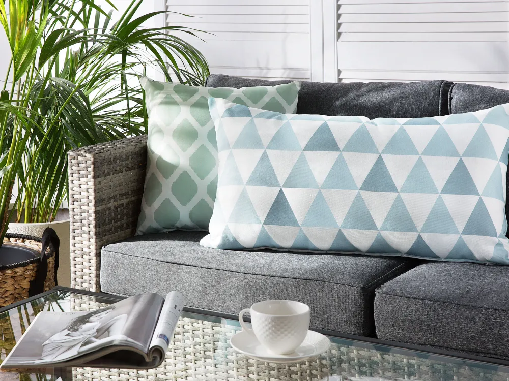 Hot Beliani Sininen/Valkoinen Koristetyynysetti Ulkokayttoon 40 X 70 Cm 2Kpl Trifos