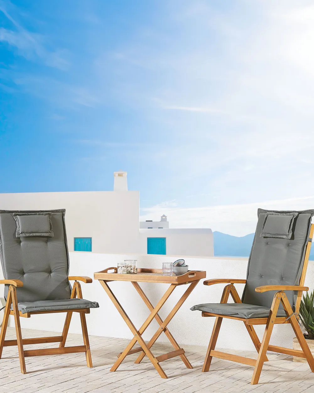 Ulkokalusteet<Beliani Sivupoyta Akaasia Vaalea Puu Java