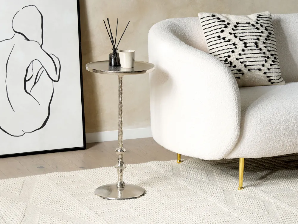 Pöydät<Beliani Sivupoyta Alumiini Hopea Meda