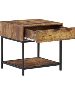 Outlet Beliani Sivupoyta Laatikko Hylly Tumma Puu/Musta Berkley