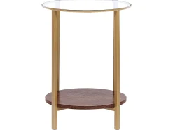 Pöydät<Beliani Sivupoyta Lasitasolla Kulta/Tumma Puu Libby