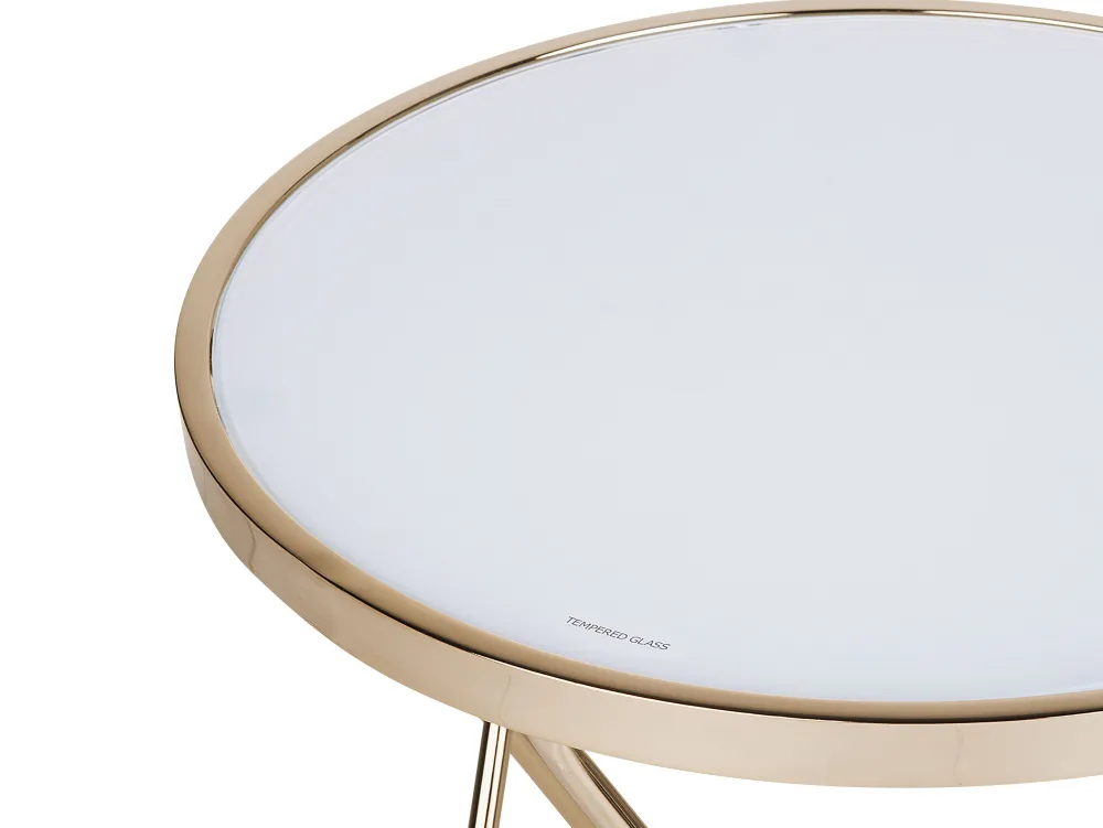 Pöydät<Beliani Sivupoyta Lasitasolla Metalli Valkoinen/Kulta Meridian Ii