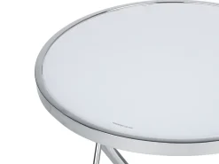 Clearance Beliani Sivupoyta Lasitasolla Metalli Valkoinen/Hopea Meridian Ii