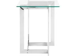 Pöydät<Beliani Sivupoyta Lasitasolla Rosteri Hopea Crystal