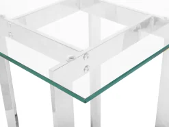 Pöydät<Beliani Sivupoyta Lasitasolla Rosteri Hopea Crystal