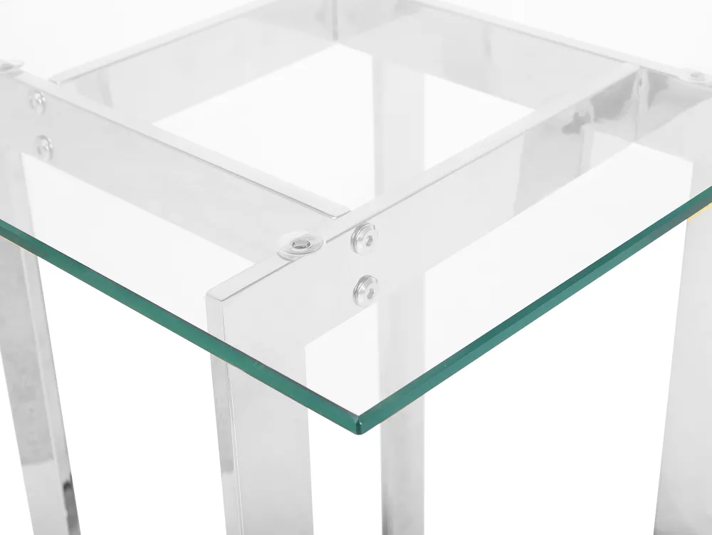 Pöydät<Beliani Sivupoyta Lasitasolla Rosteri Hopea Crystal