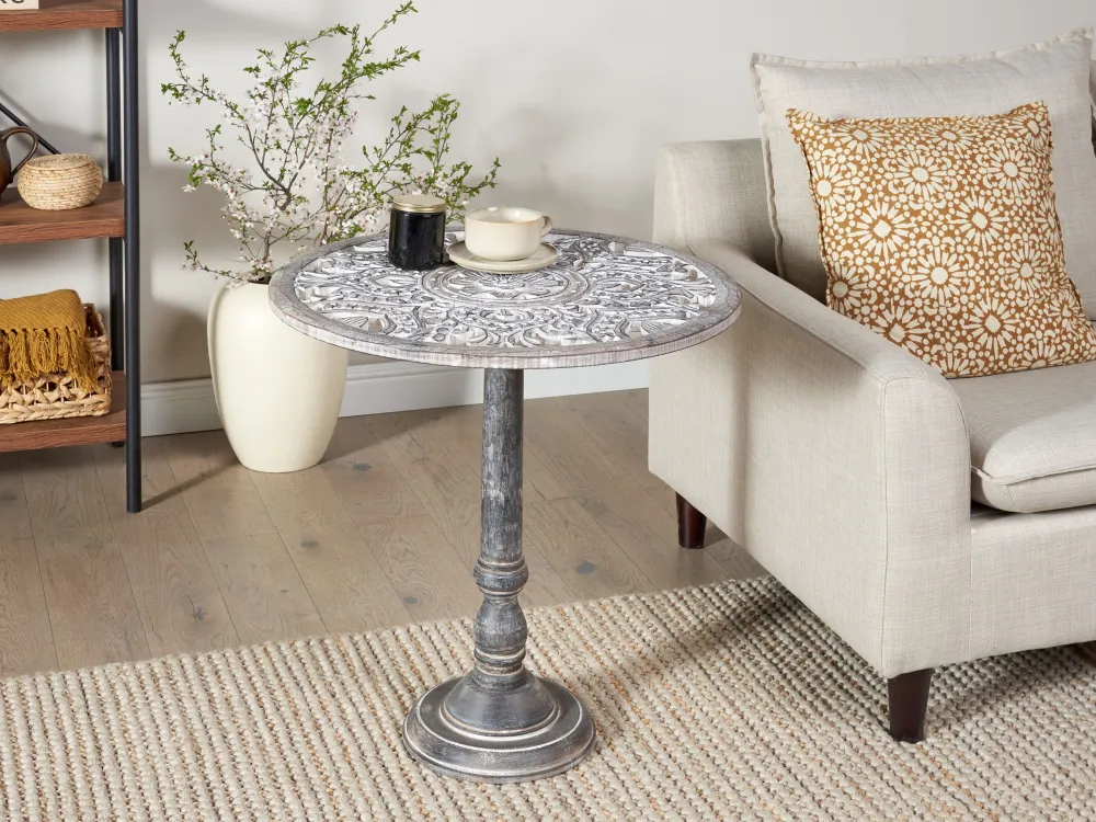 Cheap Beliani Sivupoyta Mangopuu Harmaa Napara