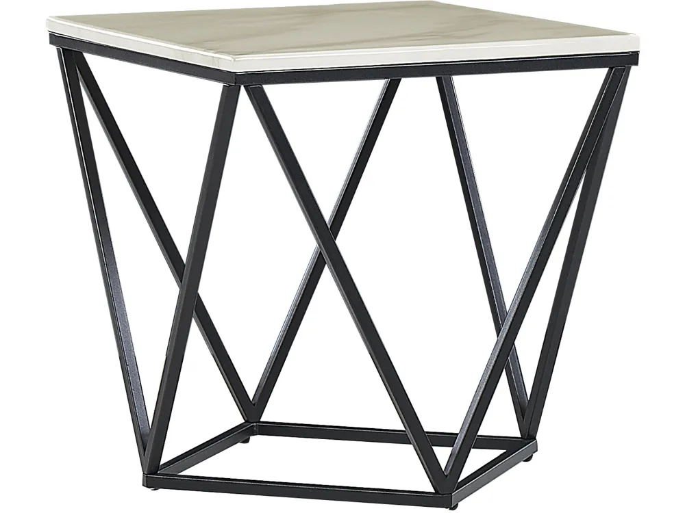 Pöydät<Beliani Sivupoyta Marmorikuvio Beige/Musta Malibu