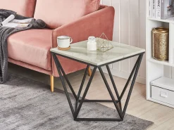 Pöydät<Beliani Sivupoyta Marmorikuvio Beige/Musta Malibu