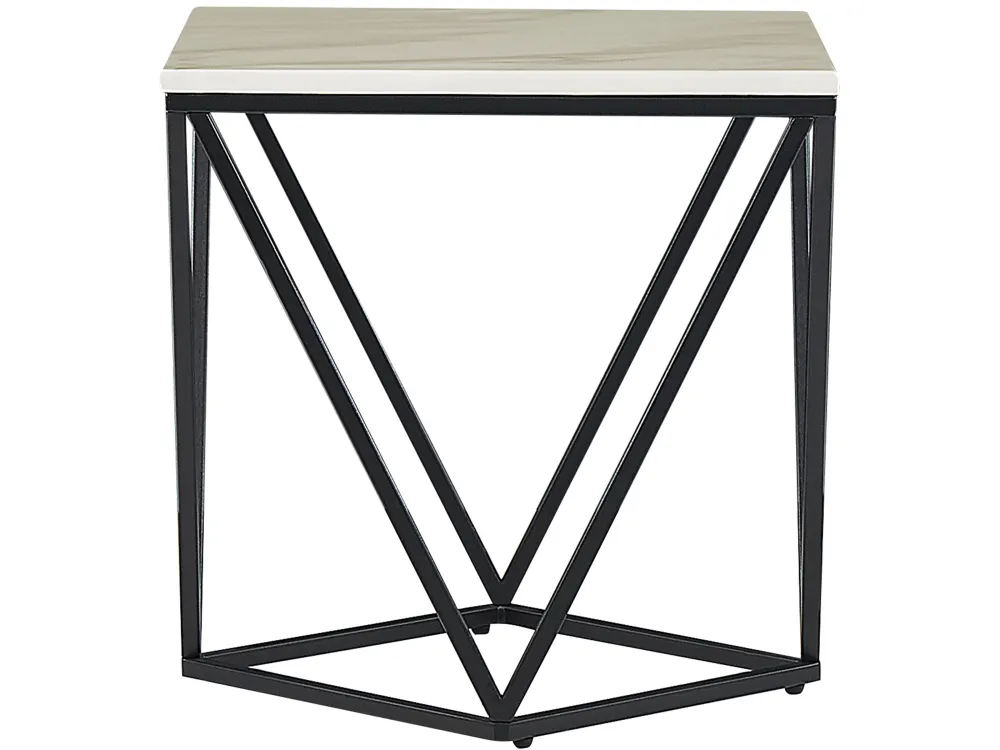 Pöydät<Beliani Sivupoyta Marmorikuvio Beige/Musta Malibu