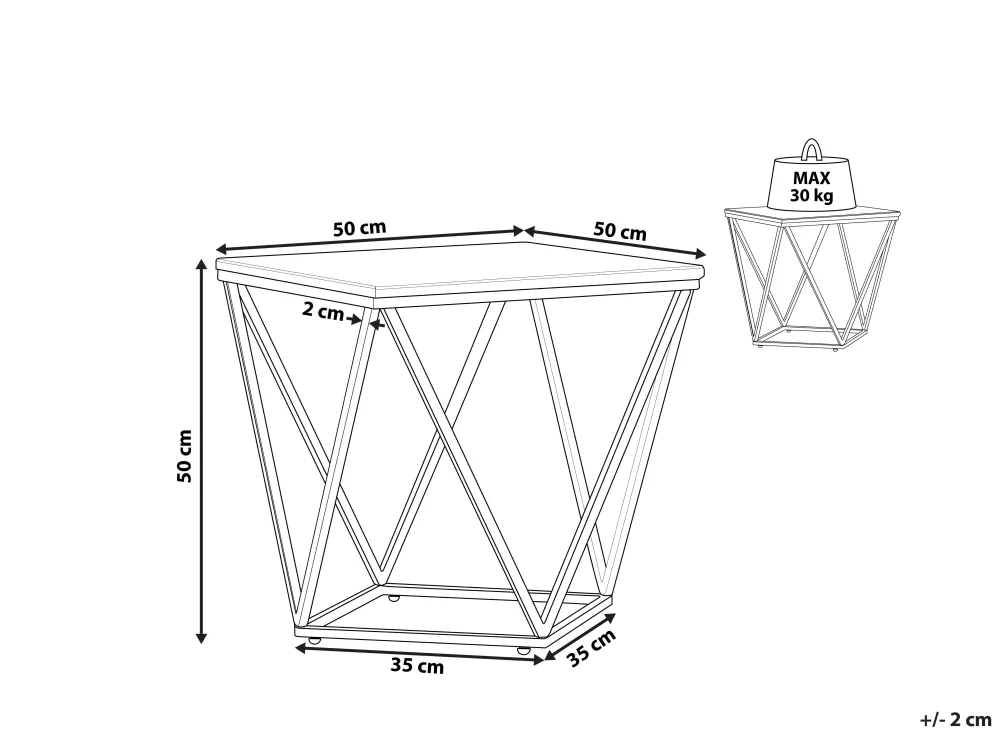 Pöydät<Beliani Sivupoyta Marmorikuvio Beige/Musta Malibu