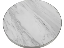 Shop Beliani Sivupoyta Marmorikuvio Valkoinen/Hopea Ramona